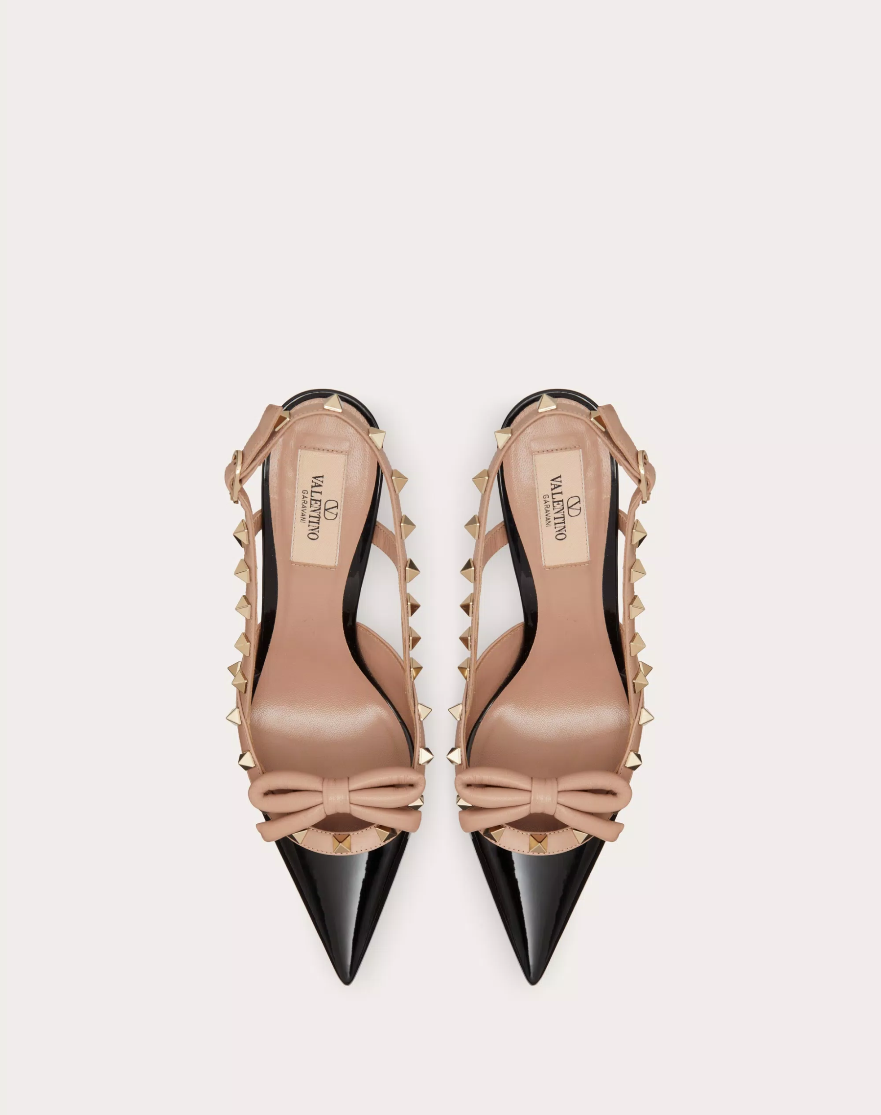 ROCKSTUD BOW SLINGBACK PATENT LEATHER PUMP 100MM